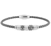 Akzent Bracelet tressé en Cuir véritable et Acier Inoxydable Gris/argenté 17 cm