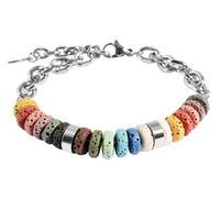 Akzent Bracelet unisexe en acier inoxydable argenté - Longueur : 18 cm - Fermoir mousqueton - 100 % étanche et doux pour la peau - Bracelet unisexe