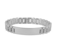 Akzent Bracelet unisexe en acier inoxydable argenté - Longueur : 20,5 cm - Fermeture à clip - 100 % étanche et doux pour la peau - Bracelet unisexe