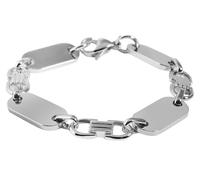 Akzent Bracelet unisexe en acier inoxydable argenté - Longueur : 21 cm - Fermoir mousqueton - 100 % étanche et doux pour la peau - Bracelet unisexe