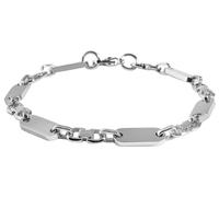 Akzent Bracelet unisexe en acier inoxydable argenté - Longueur : 21 cm - Fermoir mousqueton - 100 % étanche et doux pour la peau - Bracelet unisexe