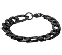 Akzent Bracelet unisexe en acier inoxydable noir - Longueur : 21 cm - Fermoir mousqueton - 100 % étanche et doux pour la peau - Bracelet unisexe