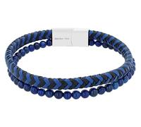 Akzent Bracelet unisexe en cuir bleu - Longueur : 21,5 cm - Fermeture magnétique en acier inoxydable - 100 % étanche et doux pour la peau - Bracelet unisexe