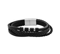 Akzent Bracelet unisexe en cuir noir - Longueur : 20,5 cm - Fermeture magnétique en acier inoxydable - 100 % étanche et doux pour la peau - Bracelet unisexe