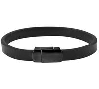 Akzent Bracelet unisexe en cuir noir - Longueur : 20,5 cm - Fermeture magnétique en acier inoxydable - 100 % étanche et doux pour la peau - Bracelet unisexe, Eine Grösse, Cuir Acier inoxydable