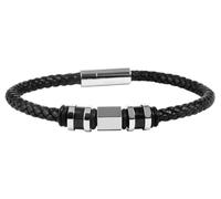 Akzent Bracelet unisexe en cuir noir | Longueur 21,5 cm | Fermeture à bouton-pression en acier inoxydable | 100 % étanche et doux pour la peau | Bracelet unisexe
