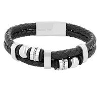 Akzent Bracelet unisexe en cuir noir - Longueur : 21,5 cm - Fermeture magnétique en acier inoxydable - 100 % étanche et doux pour la peau - Bracelet unisexe