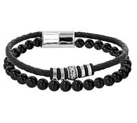 Akzent Bracelet unisexe en cuir noir - Longueur : 21,5 cm - Fermeture magnétique en acier inoxydable - 100 % étanche et doux pour la peau - Bracelet unisexe