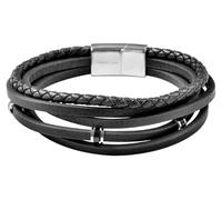 Akzent Bracelet unisexe en cuir noir - Longueur : 21 cm - Fermeture magnétique en acier inoxydable - 100 % étanche et doux pour la peau - Bracelet unisexe