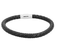 Akzent Bracelet unisexe en cuir noir - Longueur : 21 cm - Fermeture magnétique en acier inoxydable - 100 % étanche et doux pour la peau - Bracelet unisexe