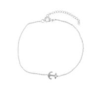 Akzent Chaîne de cheville pour femme en acier inoxydable 21 + 5 cm réglable - Bracelet de cheville « Vega » avec pendentif ancre, design maritime, argenté ou doré