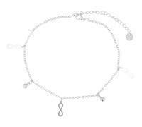 Akzent Chaîne de cheville pour femme en acier inoxydable 24 + 5 cm réglable - Bracelet de cheville « Dagny » avec pendentif infini et boule, argenté ou doré
