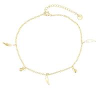 Akzent Chaîne de cheville pour femme en acier inoxydable 24 + 5 cm réglable - Bracelet de cheville « Nyrobi » avec pendentif plume et boule, argenté ou doré