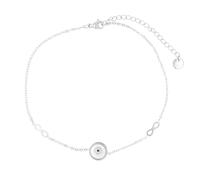 Akzent Chaîne de cheville pour femme en acier inoxydable 24 + 5 cm réglable - Bracelet de cheville « Wenna » avec œil nazar, nacre et pendentif infini argenté ou doré
