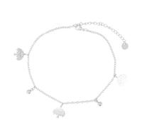 Akzent Chaîne de cheville pour femme en acier inoxydable 24 + 5 cm réglable - Bracelet de cheville « Ysoria » avec arbre de vie et pendentif boule, argenté ou doré