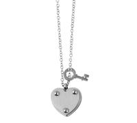 Akzent Chaîne en acier inoxydable pour femme avec pendentif en forme de clé en forme de cœur, 43 + 5 cm, argent
