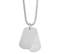 Akzent Chaîne en acier inoxydable pour femme avec pendentifs gravés - Dimensions de la chaîne : longueur : 55 + 5 cm - Épaisseur : 2 mm - Couleur : argenté.