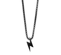 Akzent Chaîne unisexe - Collier unisexe de qualité supérieure avec pendentif en acier inoxydable argenté et noir, 100 % étanche et doux pour la peau, 61, Acier inoxydable