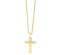 Akzent Collier avec pendentif en forme de croix pour femme en acier inoxydable - Chaîne d'ancre de 61 cm - Chaîne à maillons ronds - Fermoir mousqueton - Cadeau pour hommes et femmes - 100 % étanche