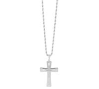 Akzent Collier avec pendentif en forme de croix pour femme en acier inoxydable - Chaîne d'ancre de 61 cm - Chaîne à maillons ronds - Fermoir mousqueton - Cadeau pour hommes et femmes - 100 % étanche