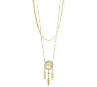Akzent Collier avec pendentif pour femme en acier inoxydable - Chaîne d'ancre 40 + 5 cm - Arbre de vie et plume - Fermoir mousqueton - Cadeau pour femmes et filles - 100 % étanche et doux pour la peau