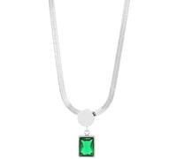 Akzent Collier avec pendentif pour femme en acier inoxydable - Chaîne d'ancre 40 + 5 cm - Pierre de zircone verte - Fermoir mousqueton - Cadeau pour hommes, femmes - 100 % étanche et doux pour la peau