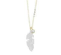 Akzent Collier avec pendentif pour femme en acier inoxydable - Chaîne d'ancre 45 + 5 cm - Pendentif plume - Fermoir mousqueton - Cadeau pour hommes et femmes - 100 % étanche et doux pour la peau