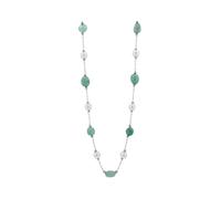 Akzent Collier avec perles d'eau douce pour femme en acier inoxydable - Chaîne d'ancre 40 + 5 cm - Pierres naturelles - Fermoir mousqueton - Cadeau pour hommes, femmes - 100 % étanche et doux pour la