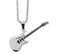 Akzent Collier en acier inoxydable avec pendentif guitare électrique gravé 61 cm 5010362, Acier inoxydable