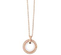 Akzent Collier pour Femme en Acier Inoxydable avec Pendentif en Or Rose et Strass Blanc 43 + 5 cm