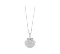 Akzent Collier pour femme en acier inoxydable - Chaîne médaillon en forme de coquillage - Longueur : 43 + 5 cm - Pendentif : 20 x 22 x 8 cm - 100 % étanche et doux pour la peau, 43+5 cm, Acier
