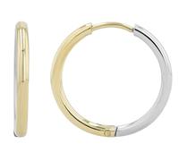 Akzent Créoles en acier inoxydable imperméables pour femme en argent, bicolore et or, 100 % étanches et douces pour la peau, ⌀ 2, Acier inoxydable