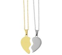 Akzent Homme et femme en acier inoxydable, couleur argentée avec pendentif en forme de cœur, fabrication robuste - comme cadeau tendance