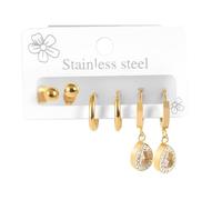 Akzent Lot de 3 boucles d'oreilles en acier inoxydable avec 2 créoles et 1 paire de boucles d'oreilles