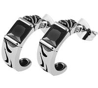 Akzent Paire de boucles d'oreilles en acier inoxydable Argenté/noir