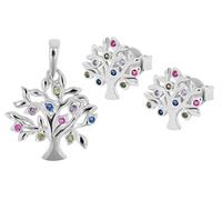 Akzent Parure de bijoux en argent 925 pour femme - Boucles d'oreilles arbre de vie - Boucles d'oreilles 15,5 x 15,5 mm et pendentif 10 x 11 mm - 100 % étanche et doux pour la peau