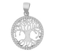 Akzent Pendentif arbre de vie pour femme - En argent 925 rhodié - 18 mm - 100 % étanche et doux pour la peau
