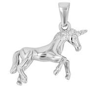 Akzent Pendentif en acier inoxydable argenté pour fille - Pendentif licorne de 1,8 cm de large - Fermeture à œillets - Breloques sans collier - Cadeau pour homme et femme - 100 % étanche et doux pour