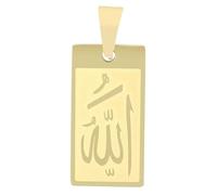 Akzent Pendentif unisexe en acier inoxydable - Pendentif avec inscription Allah - 2,6 cm de large - Fermeture à œillets - Breloques sans collier - Cadeau pour homme et femme - 100 % étanche et doux