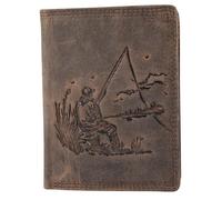 Akzent Portefeuille pour homme en cuir avec bouton pression 9 x 12 x 2 cm, marron, 9 x 12, Classique