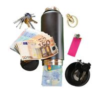 al badil Cachette Secrète en Véritable Gourde De Grande Taille Aluminium et Noir avec Double Fond assez grosse pour cacher une carte bancaire, clé de l'argent et autre