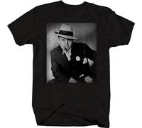 Al Capone Suit Cigar American Gangster Retro T-Shirt Graphic Tee Printed Top Mens Black Shirt XXL