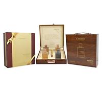 Al Haramain Amber Oud Coffret cadeau 4 × 60 ml - Comprend un atomiseur de voyage - Collection de parfums arabes de luxe unisexe avec éditions or, bleu, blanc et carbone - Parfum d'oud arabe et d'ambre