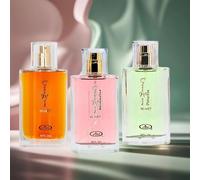 Al-Rehab - Lot de 3 flacons d'eau de parfum en vaporisateur - Musc chocolat, guimauve et pistache - 50 ml - Pour homme et femme