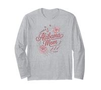 Alabama Mom Cursive Red Floral Design Cute Manche Longue