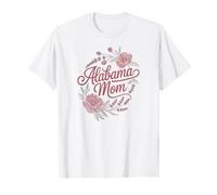 Alabama Mom Cursive Red Floral Design Cute T-Shirt