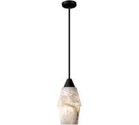Alabaster Stone Light Bar Black Milk Glass Marble Pendant Lighting Fixture Linear Hanging Lamp Farmhouse Rustic Chandelier for Kitchen Island Dining Room Bedroom Bathroom