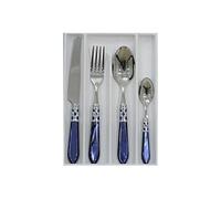 Casa Bugatti Ensemble de couverts Aladdin 24 Acier inox 18/10 anneau chromé manche bleu nacré 6 pers