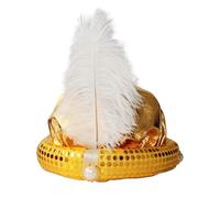 Aladdin Chapeau de costume - Chapeau Aladdin pour adulte | Chapeau Aladdin pour homme, turban Aladdin pour adulte avec plumes et perles brillantes à paillettes pour les jeux de rôle