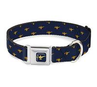 Aladdin Genie Collier pour chien Boucle de ceinture de sécurité Monogramme Bleu marine doré 38 à 66 cm Largeur 2,5 cm